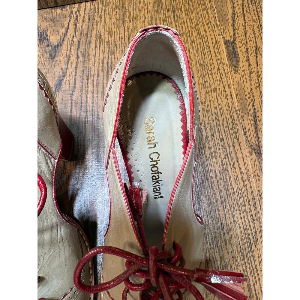 Sarah Chofakian Mary Jane Lace Up Peep Toe Size EU38 Handmade in Brazil - Picture 9 of 14